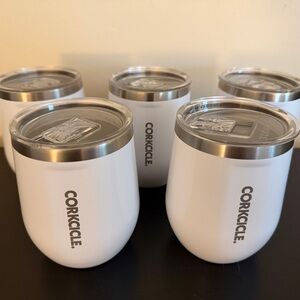 SET OF 5 Corkcicle White Stemless Tumblers Set